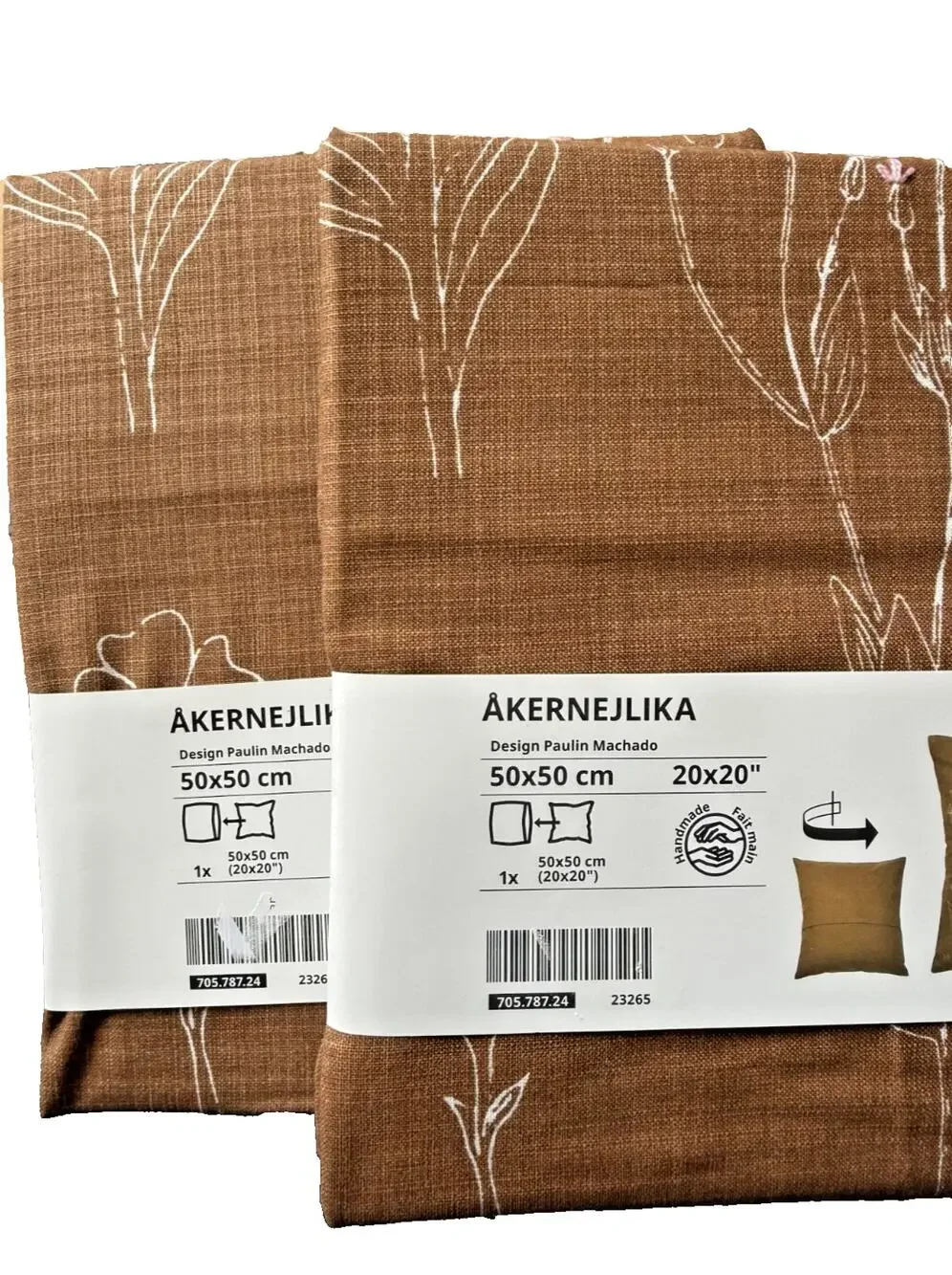 Pack of 2 IKEA AKERNEJLIKA Cushion Covers 20x20 Brown Floral – NEW